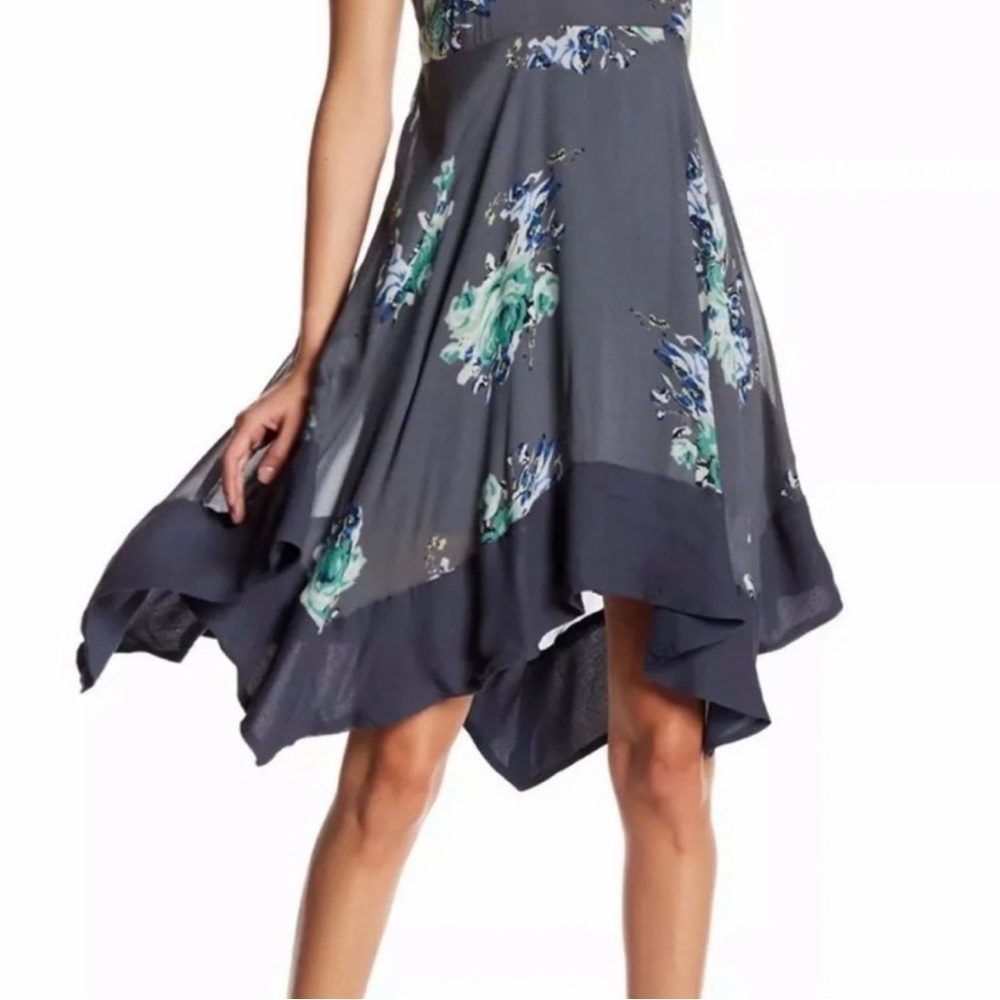 Free People Faded Bloom Mini Swing Dress Grey Small - Picture 5 of 15